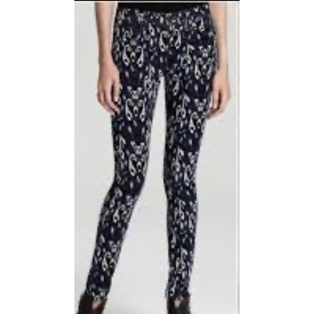 Rag & Bone Jean Corduroy Skinny Pants Navy Ikat Paisley Print Size 24
